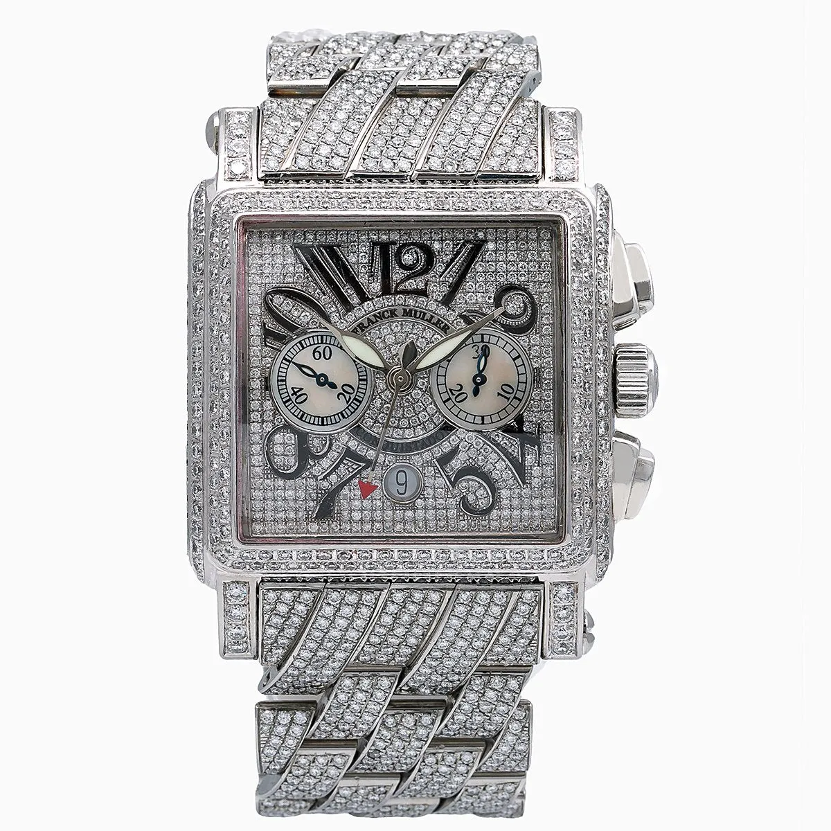 Franck Muller Conquistador Cortez 10000KCCD 45MM White Diamond Dial With White Gold Bracelet