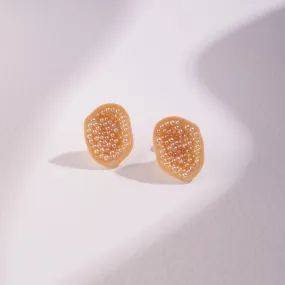 Freshwater Souffle Pearl Geode Stud Earrings with Seed Pearls