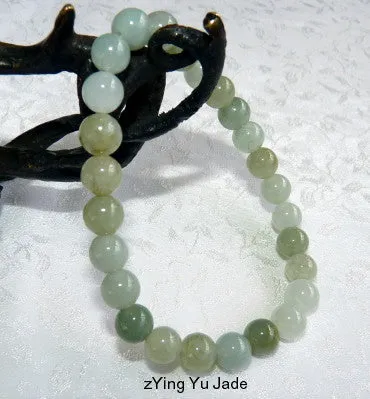 Glowing Burmese Jadeite Stretch Bead Bracelet (YYJ-B-8)