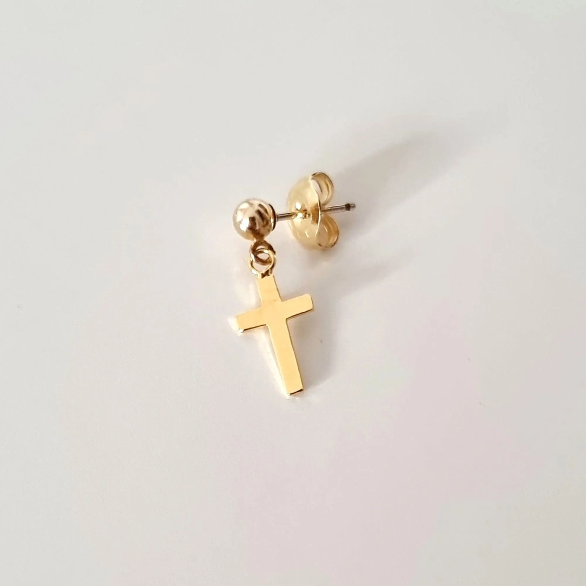 Gold Cross Dangle Earrings for Men