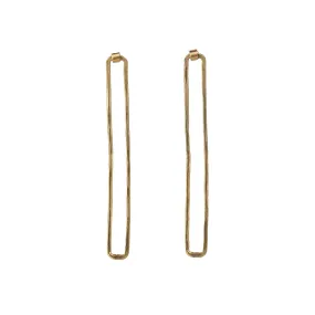 Gold Rectangle Drop Alice Post Earrings