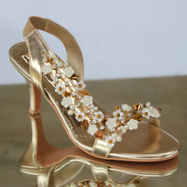 Golden Fancy Heel Sandal for women