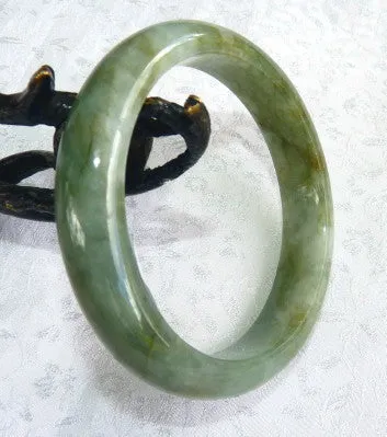 Good Green All Around Burmese Jadeite Bangle Bracelet 55 mm Grade A + Certificate (659)