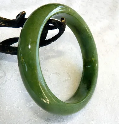 Good Green Burmese Jadeite Bangle Bracelet 60 mm Grade A + Certificate (4991)