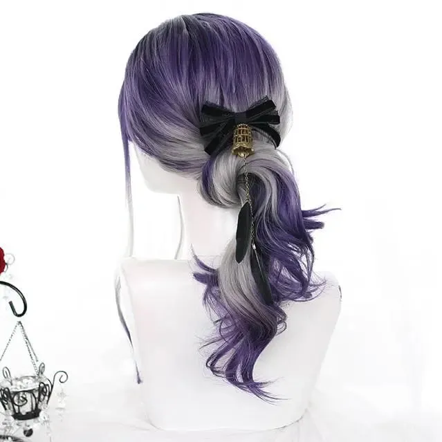 Gradient Purple Grey Wave Long Wig MK14945