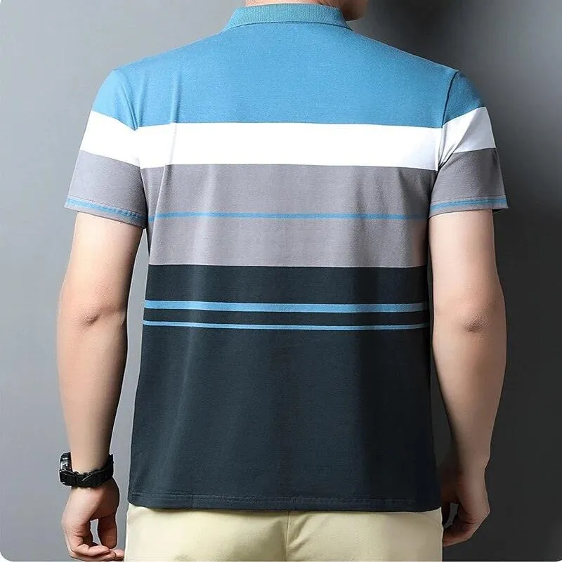 Gradient Striped Polo Shirt For Men