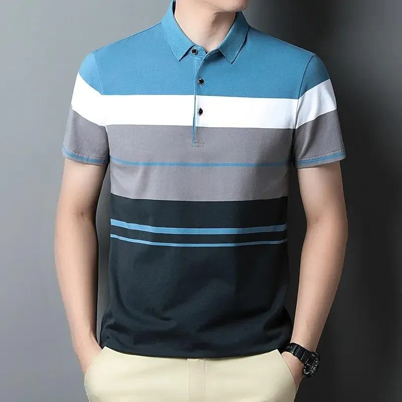 Gradient Striped Polo Shirt For Men