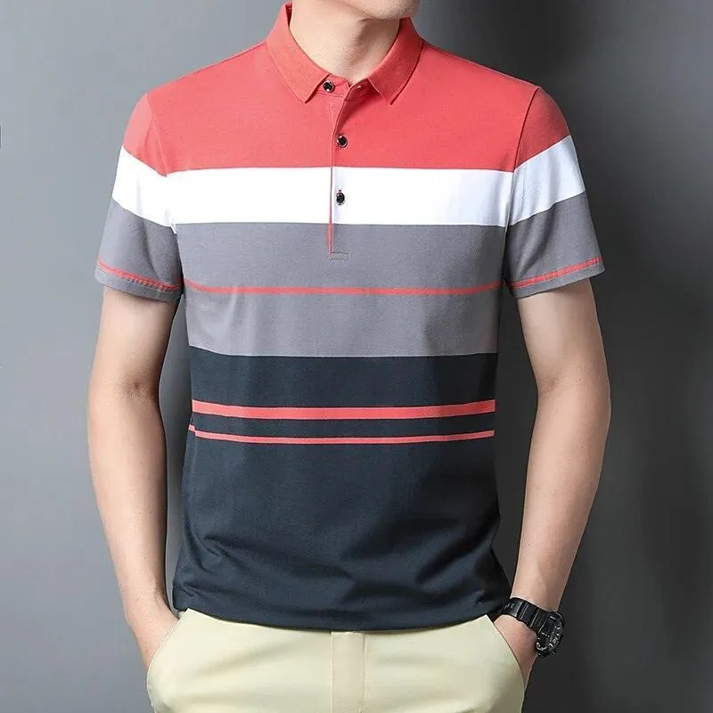 Gradient Striped Polo Shirt For Men