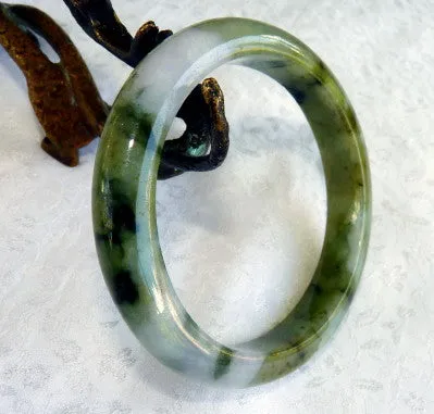 Green and Lavender Burmese Jadeite Bangle Bracelet 61 mm + Certificate (4993)