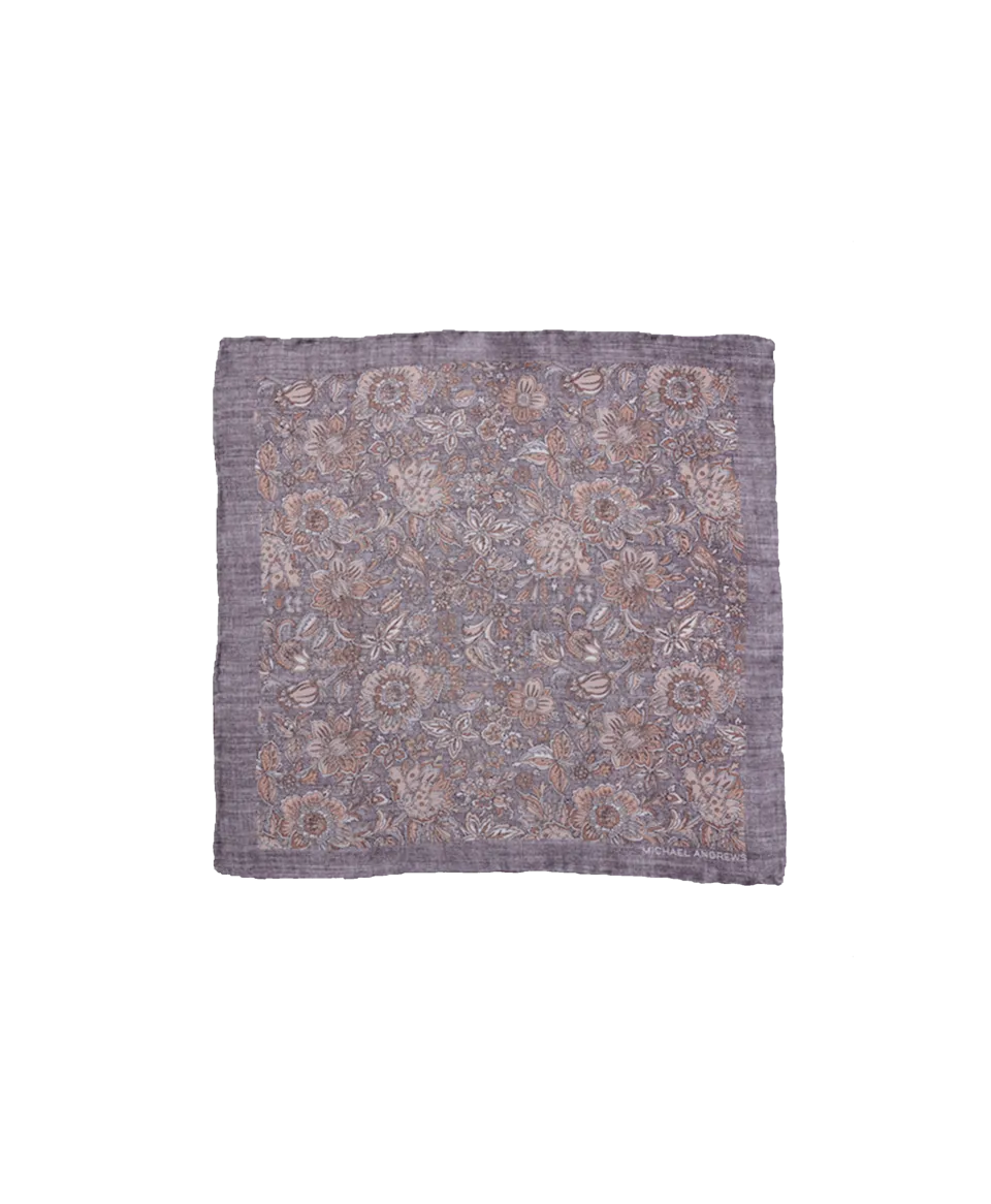 Grey & Tan Floral Pocket Square | He Spoke Style