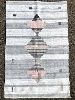 Handwoven grey rug made from recycled water bottles in a contemporary design #2335-01