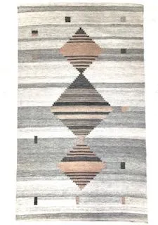 Handwoven grey rug made from recycled water bottles in a contemporary design #2335-01