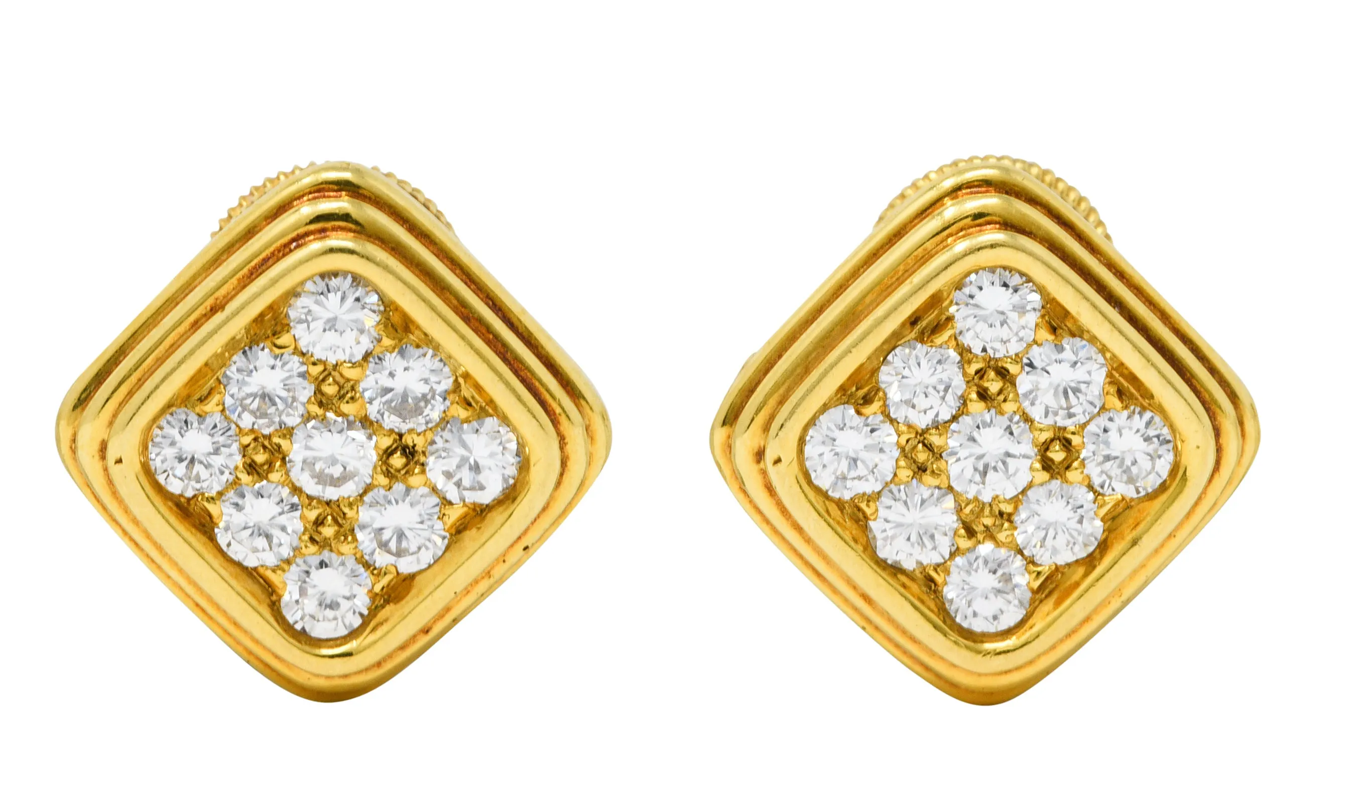 Harry Winston by Jacques Timey 1.50 CTW Diamond 18 Karat Gold Navette Ear-Clip Earrings