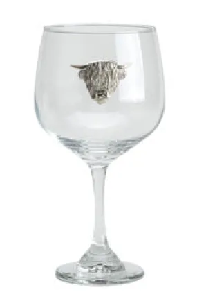 Highland cow gin glass