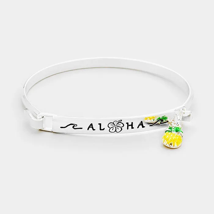 iLLASPARKZ Aloha Pineapple Charm Hoop Bracelet