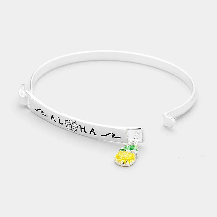 iLLASPARKZ Aloha Pineapple Charm Hoop Bracelet