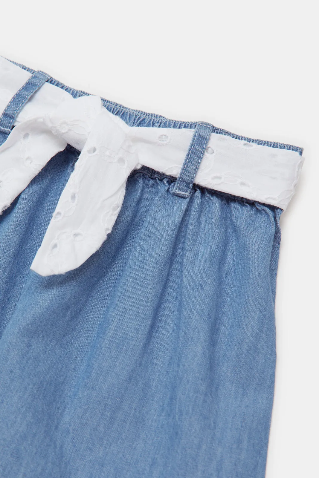 Infant Girls Blue Denim Shorts With White Belt