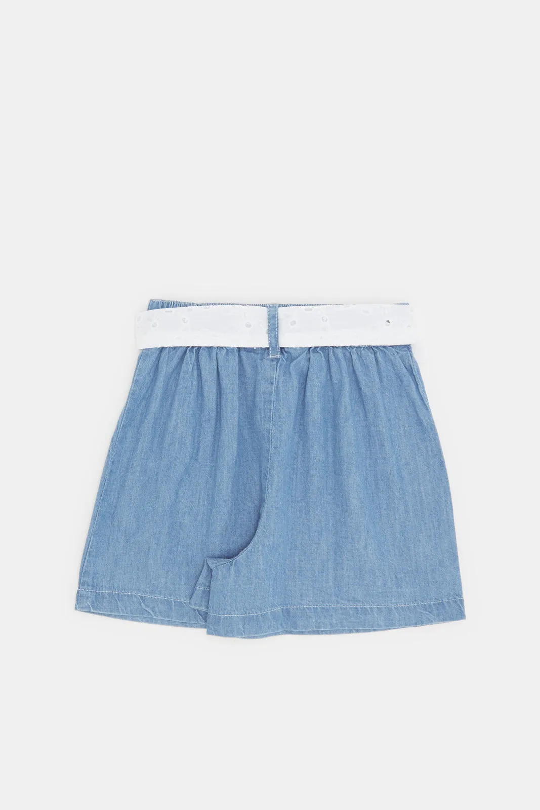 Infant Girls Blue Denim Shorts With White Belt