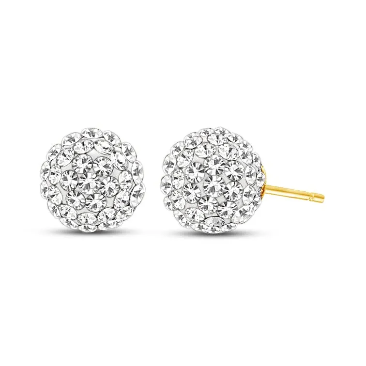 Jewelili 10K Yellow Gold Cubic Zirconia Stud Earrings