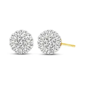 Jewelili 10K Yellow Gold Cubic Zirconia Stud Earrings