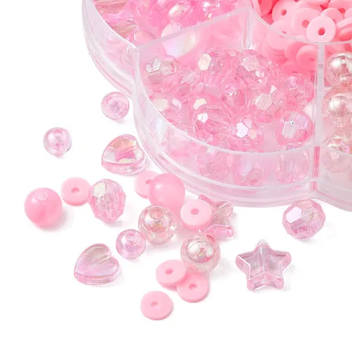 Jewelry Making Beads Kit, Acrylic Beads, Polymer Clay Beads, Pink