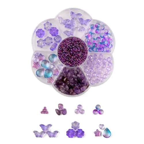 Jewelry Making Beads Kit, Transparent Glass Beads, Glass Seed Beads, Natural Amethyst Chip Beads, Plum