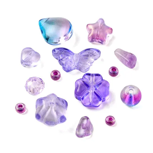 Jewelry Making Beads Kit, Transparent Glass Beads, Glass Seed Beads, Natural Amethyst Chip Beads, Plum