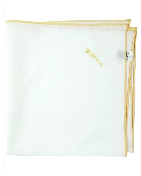 Kiton Cotton Pocket Square White Solid SALE