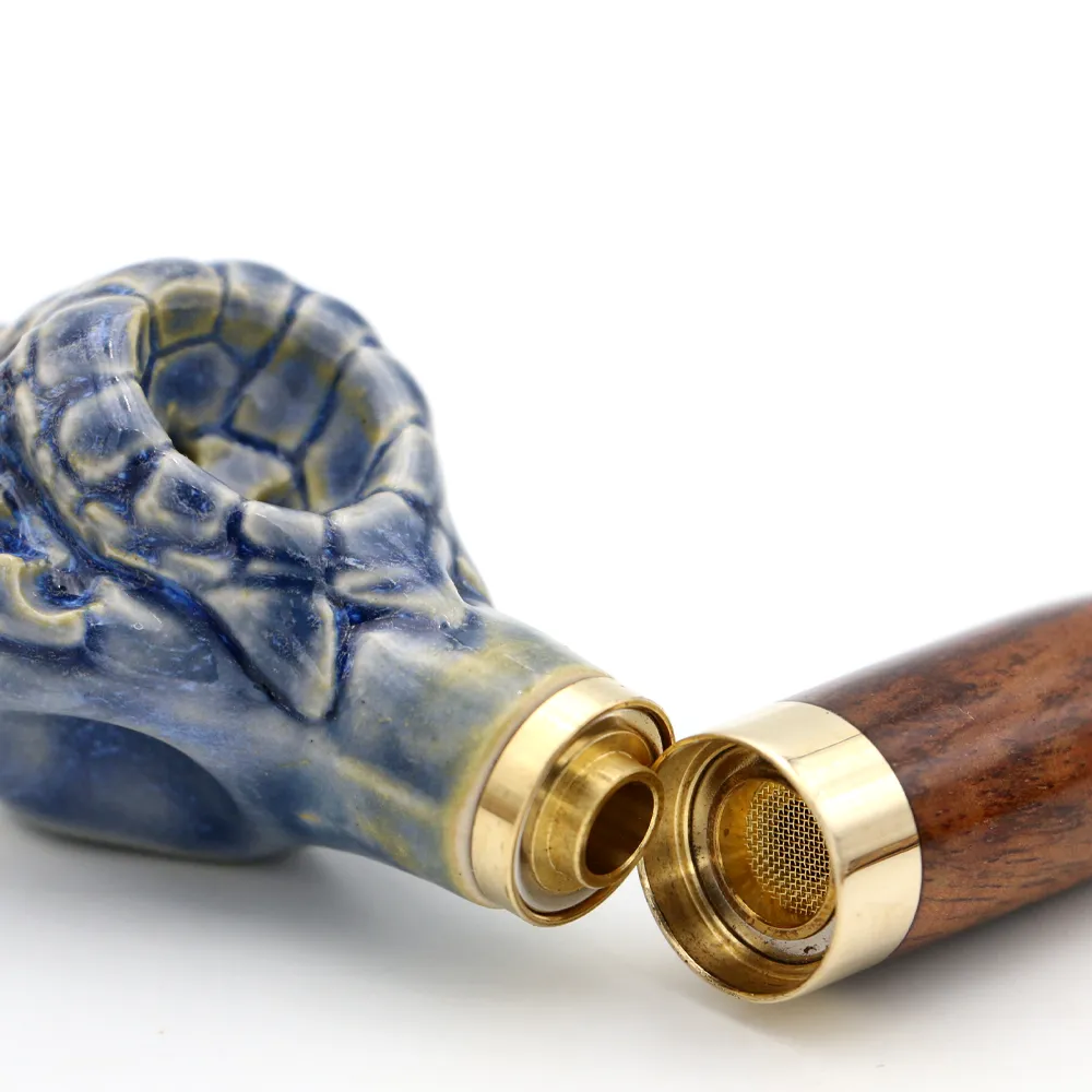 Koa Wood and Ceramic Honu Pipe