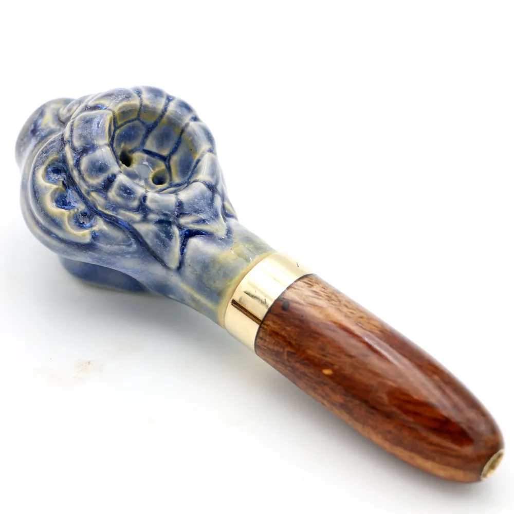 Koa Wood and Ceramic Honu Pipe