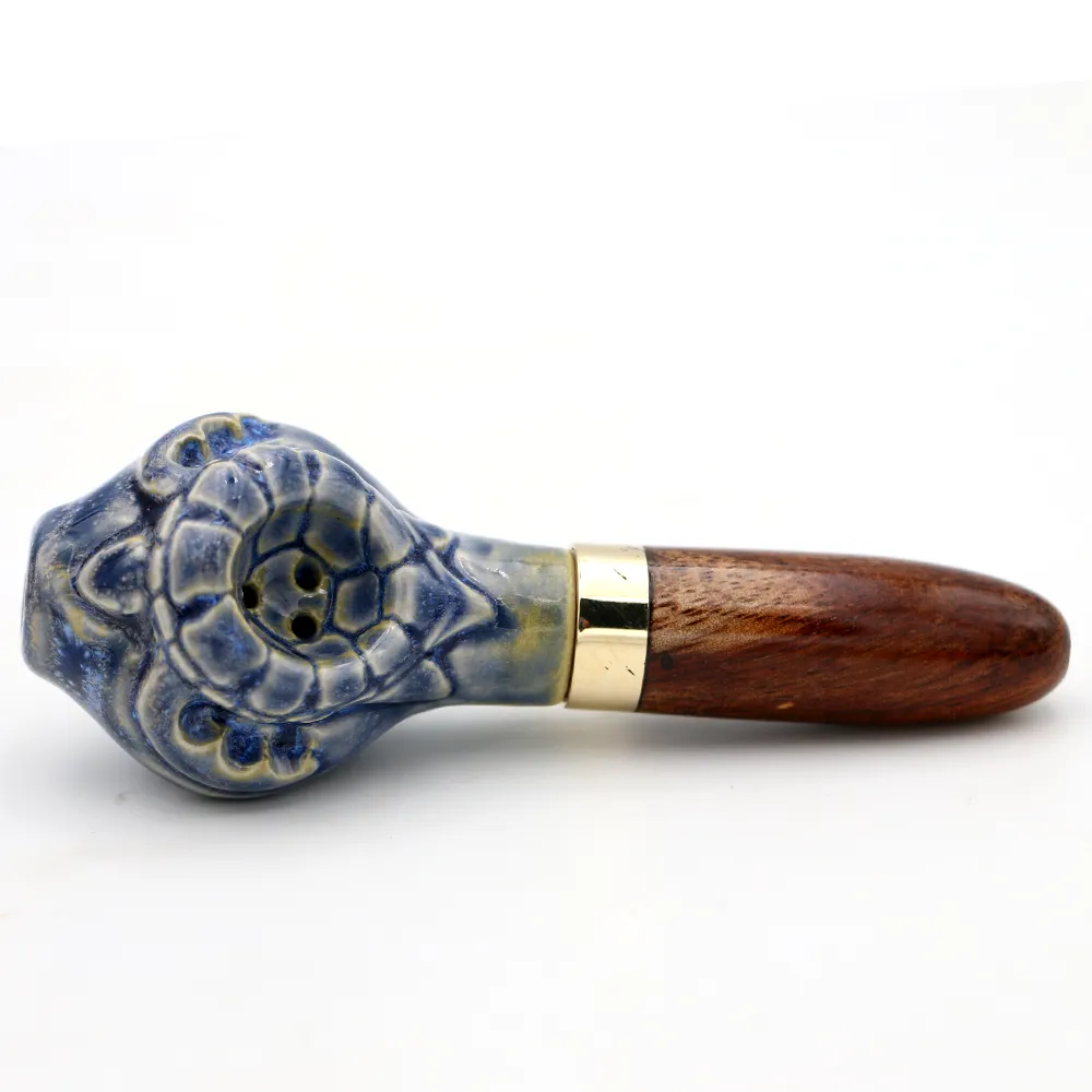 Koa Wood and Ceramic Honu Pipe