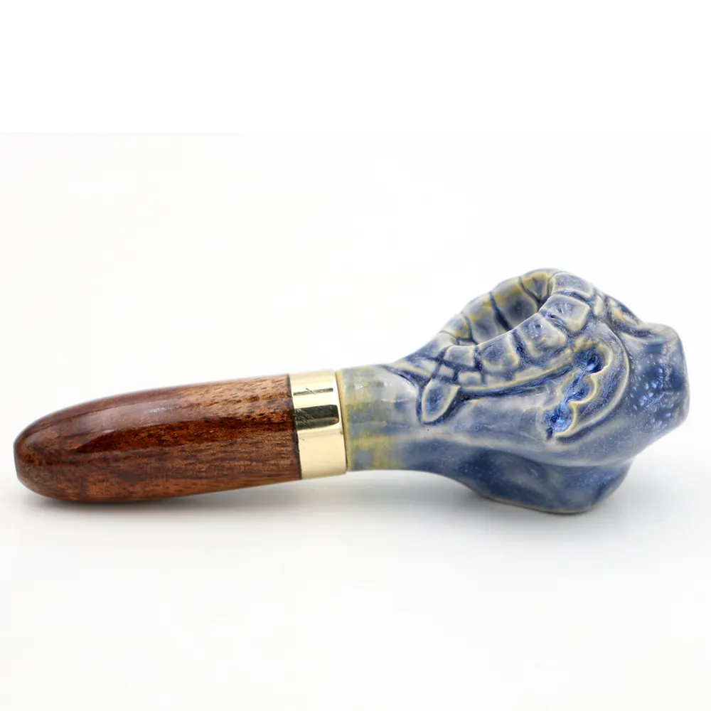 Koa Wood and Ceramic Honu Pipe