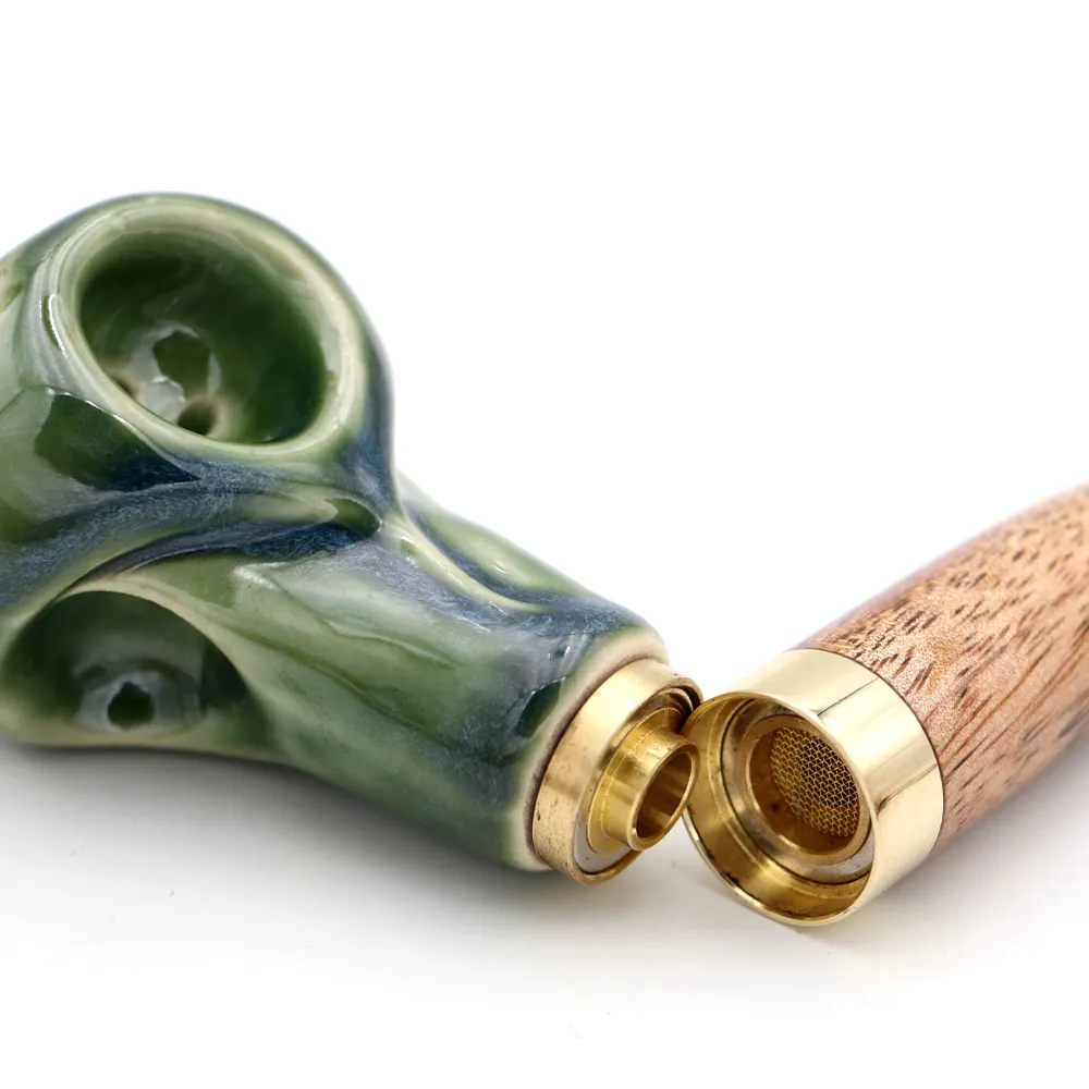 Koa Wood and Ceramic Manta Ray Pipe