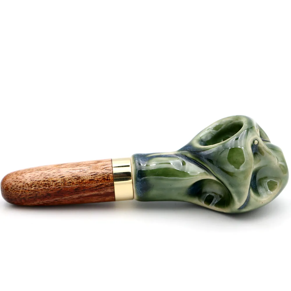 Koa Wood and Ceramic Manta Ray Pipe