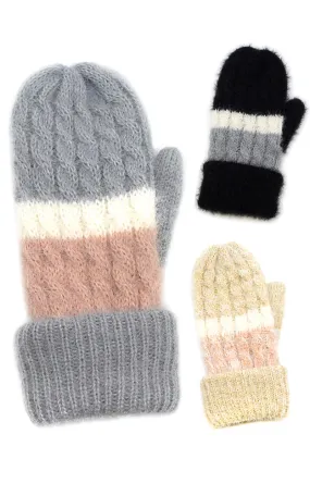 LG093 Striped Thermal Mitten Gloves (12pcs Prepack)