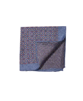 Light Blue, Purple & Ivory Medallion & Cubes Double Sided Pocket Square | He Spoke Style