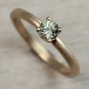 Light Green Sapphire and 14k Yellow Gold Solitaire Ring