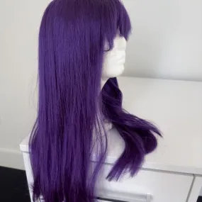 Long Dark Purple Wig with Bangs  HS Petite