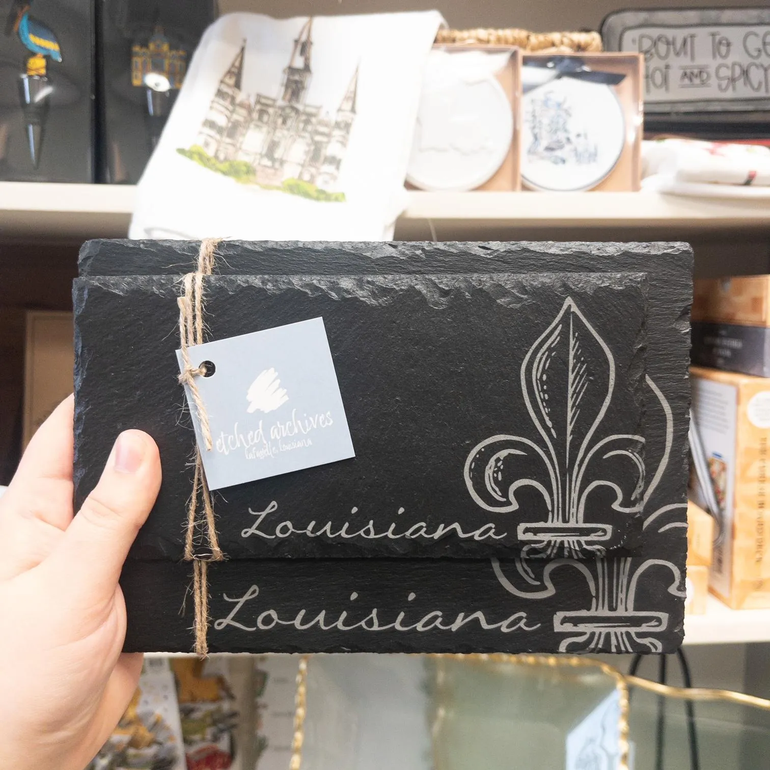 Louisiana Fleur De Lis Slate Serving Tray