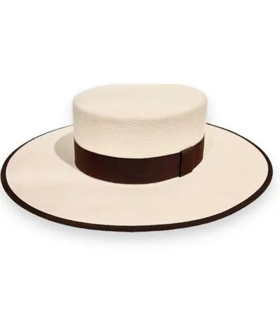 Maison Laurette Women's Neutrals / Brown Beige And Brown Wide Brim Boater Hat