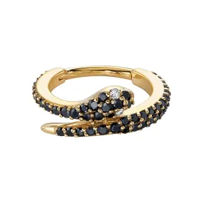 Medusa Hinge Ring in Gold with Black Diamonds & DIAMONDS