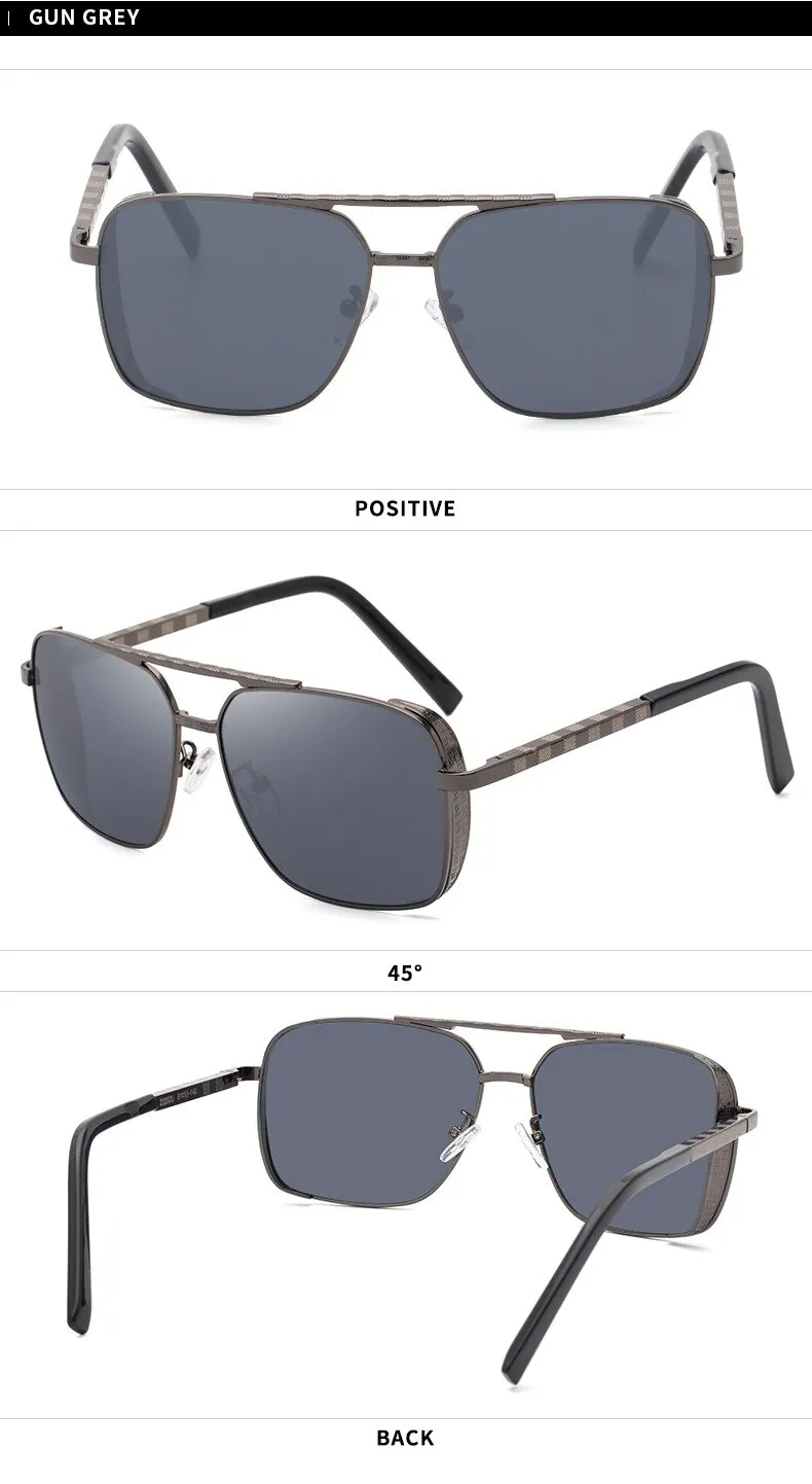 Men's Fashion Luxury Designer Vintage Square Sunglasses with Elastic Temples