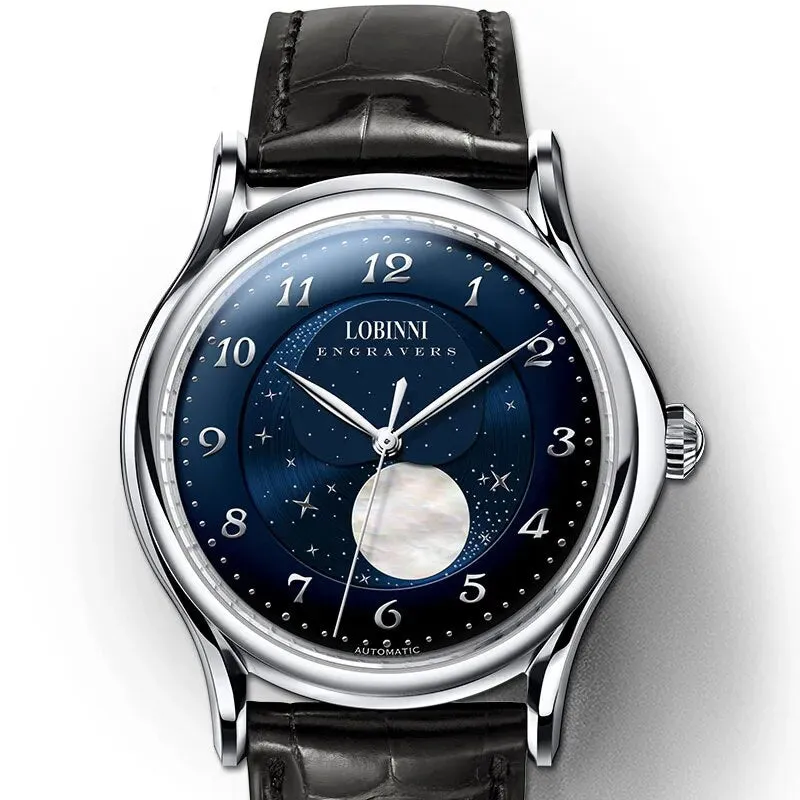 Men's Moon Phase Automatic Movement Luxury Mechanical Watch