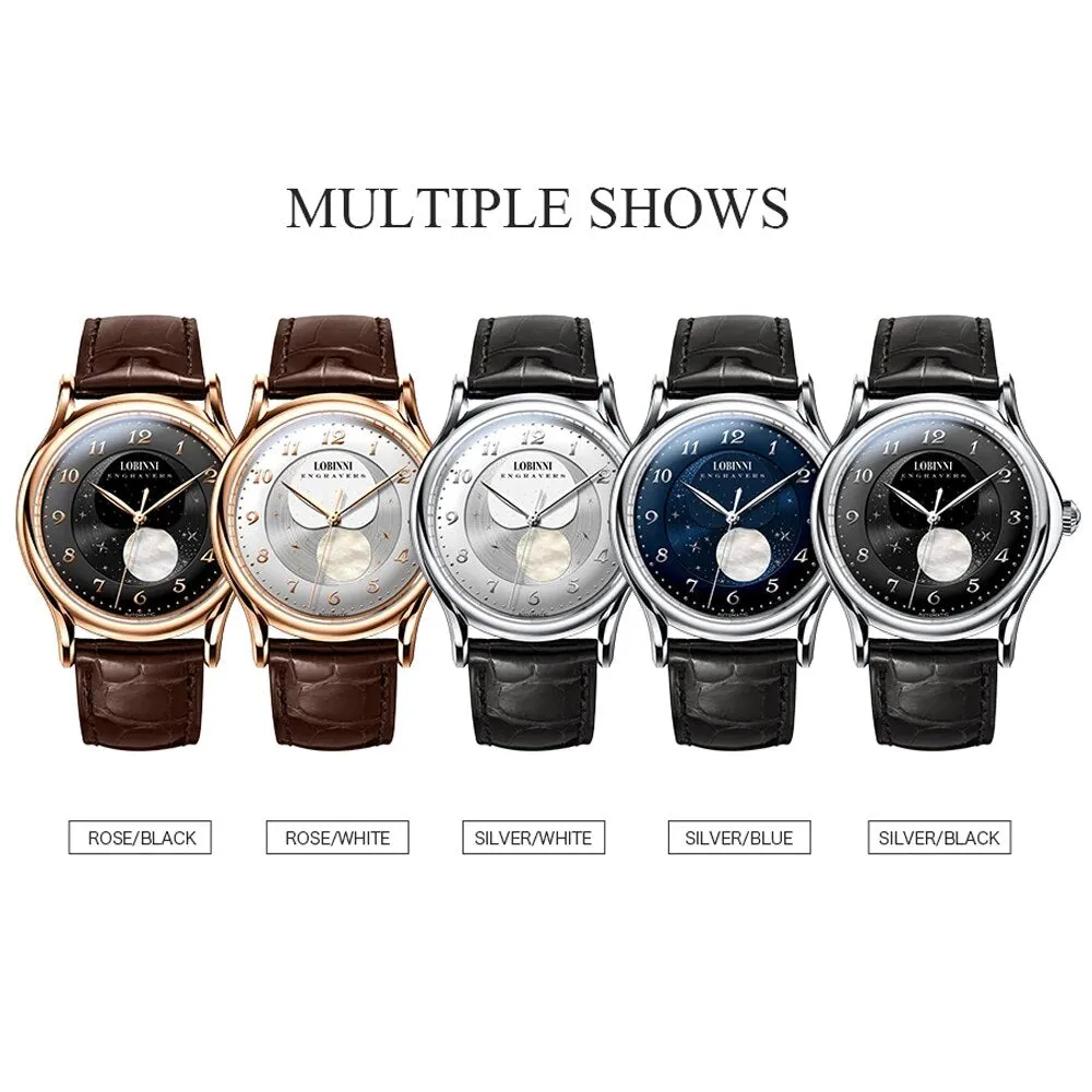 Men's Moon Phase Automatic Movement Luxury Mechanical Watch