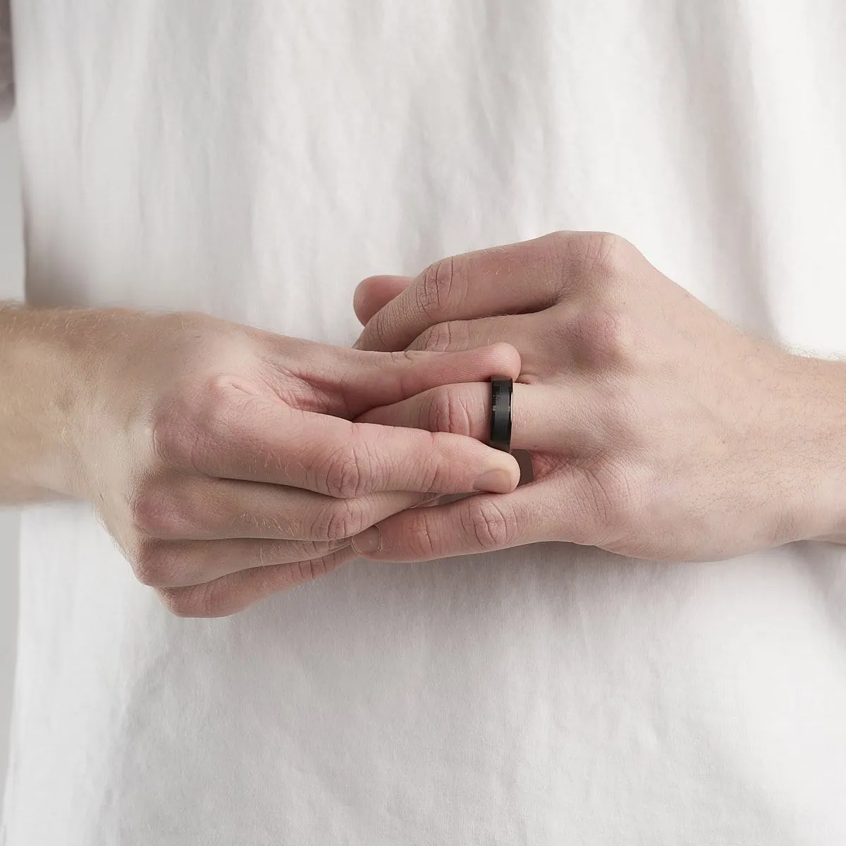 Men’s Pipe Cut Black Titanium Ring