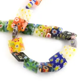 Millefiori Glass Square Beads