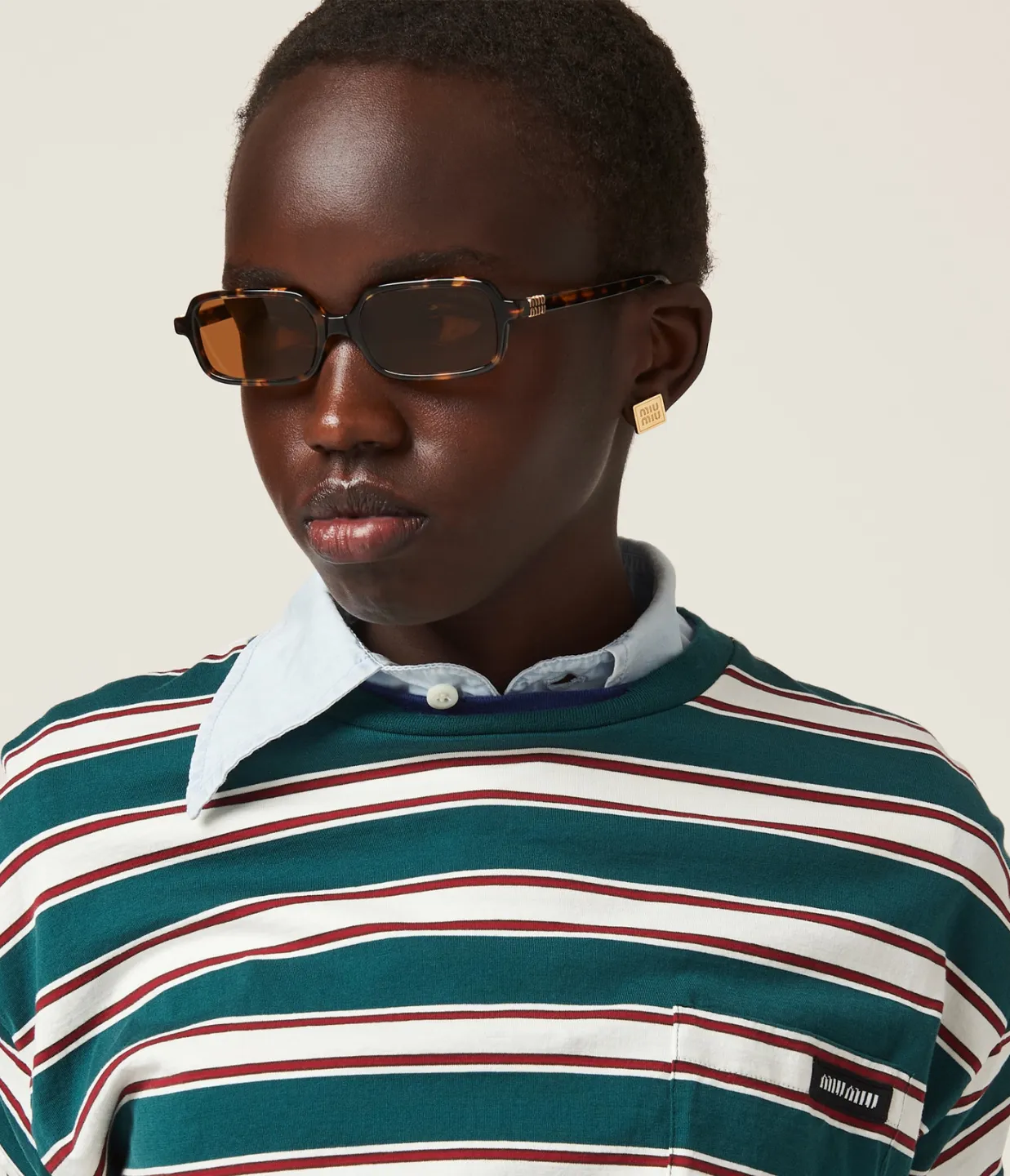 Miu Miu Rectangle Sunglasses in Honey Havana