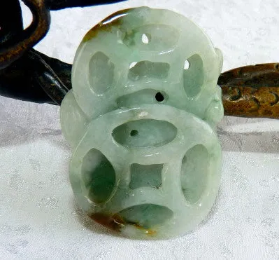 Monkey Protects Peach, Luck and Fortune Burmese Jadeite Pendant (BJP906)