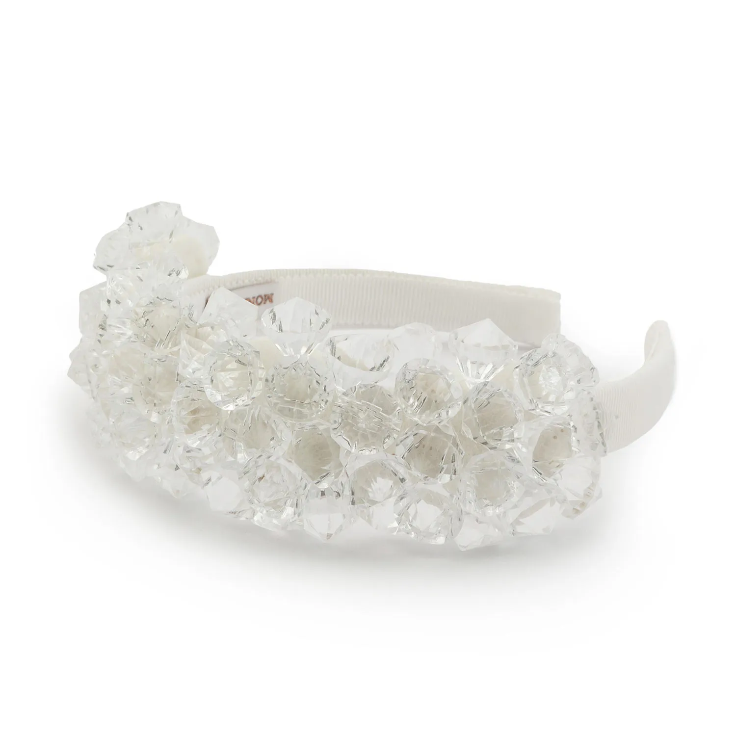 Monnalisa White Headband With Bezel And Pearls For Girls