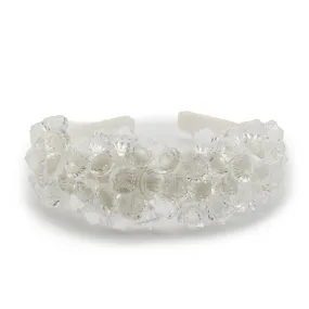 Monnalisa White Headband With Bezel And Pearls For Girls